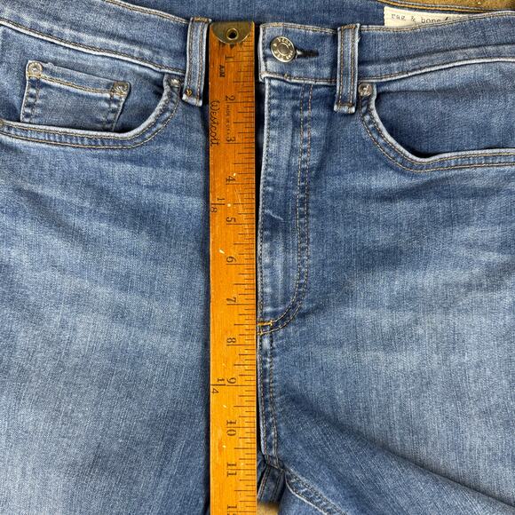 Rag‎ & Bone High Rise Skinny Jeans Women’s Size 30 Blue Alibi Distressed Hem USA - Picture 13 of 15